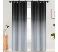SimpleHome Ombre Room Darkening Curtains for Living Room, Light Blocking Gradient Black to Grey White Thick Thermal Insulated Grommet Window Curtains/Drapes for Bedroom, 2 Panels, 42x84 inches Length