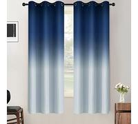 SimpleHome Ombre Room Darkening Curtains for Living Room, Light Blocking Gradient Blue to Grey White Thick Thermal Insulated Grommet Window Curtains/Drapes for Bedroom, 2 Panels, 42x63 inches Length