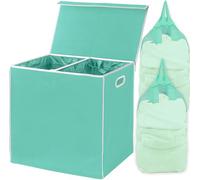 Simplehouseware Double Laundry Hamper with Lid and Removable Laundry Bags, Turquoise