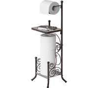 SimpleHouseware English Style Bathroom Toilet Tissue Roll Holder Stand, Bronze