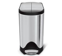 simplehuman CW1899 10L Butterfly Pedal Bin, Small Bin for Bathroom Bedroom Office, Strong Steel Pedal, Silent Soft Close Lid, Inner Bucket, Non-Skid Base, Fingerprint-Proof, Brushed Stainless Steel