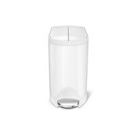 Simplehuman 10L Slim Butterfly Bathroom Bin, White Steel