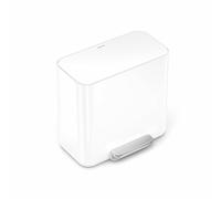 Simplehuman 15 Litre Stainless Steel Mini Recycler Pedal Bin - White