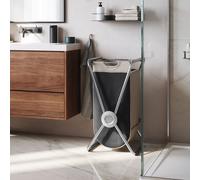 simplehuman X-Frame Hamper, Single Compartment Laundry Basket for Bedroom Bathroom, Heavy-Gauge Steel Frame, Stain & Odour Resistant Machine Washable Bag, Easy Carry Steel Handles, Chrome