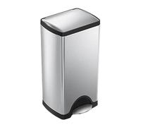 simplehuman 30L Rectangular Kitchen Pedal Bin, Strong Steel Pedal, Silent Soft Close Lid, Stay-Open Lid, Non-Skid Base, Fingerprint-Proof, Inner Bucket, Brushed Stainless Steel