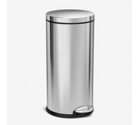 simplehuman CW1810 30L Round Kitchen Pedal Bin, Strong Steel Pedal, Silent Soft Close Lid, Inner Bucket, Stay-Open Lid, Non-skid Base, Slim Profile Hinge, Fingerprint-Proof, Brushed Stainless Steel