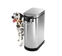 simplehuman 35L 18KG XL Pet Food Bin, Dry Food Storage Container, Lid-Mounted Measuring Scoop, Airtight Seal, Pet-Proof Lock, Removable BPA-Free Inner Bucket, Brushed Stainless Steel, CW1889