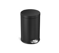 simplehuman Round Pedal Bin, 4.5L Compact Bathroom Bin, 150,000-Step Pedal, Lid Shox® Silent Close, Removable Inner Bucket, Matte Black Steel