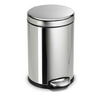 simplehuman CW1851CB 4.5L Round Pedal Bin, Small Bin for Bathroom Bedroom Office, Strong Steel Pedal, Silent Soft Close Lid, Inner Bucket, Non-Skid Base, Fingerprint-Proof, Polished Stainless Steel