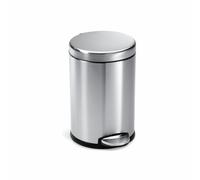 simplehuman Round Pedal Bin, 4.5L Compact Bathroom Bin, 150,000-Step Pedal, Lid Shox® Silent Close, Removable Inner Bucket, Matte Black Steel