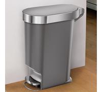 Simplehuman 40L Slim Pedal Kitchen Bin With Liner Rim, Grey Plastic