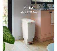 Simplehuman 40 Litre Slim Plastic Pedal Bin - Cream