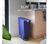 Simplehuman 40 Litre Slim Plastic Pedal Bin - Indigo Blue