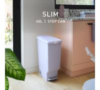 Simplehuman 40 Litre Slim Plastic Pedal Bin - Lilac