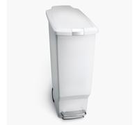 Simplehuman 40L Plastic Slim Pedal Bin, White