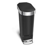 simplehuman CW1390 40L Slim Kitchen Pedal Bin with Liner Rim, Silent Soft Close Lid, Black Plastic, W 51.30cm x H 61.50cm x D 26.00cm