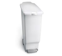 Simplehuman 40L Slim Pedal Kitchen Bin With Lid Lock, White Plastic