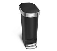 Simplehuman 40L Slim Pedal Kitchen Bin With Liner Rim, Black Plastic