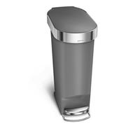Simplehuman 40L Slim Pedal Kitchen Bin With Liner Rim, Grey Plastic