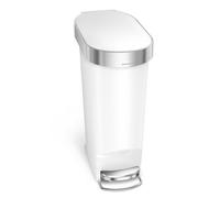 Simplehuman 40L Slim Pedal Kitchen Bin With Liner Rim, White Plastic