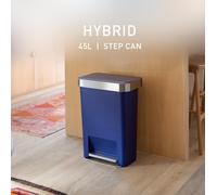 Simplehuman 45 Litre Hybrid Pedal Bin - Indigo Blue