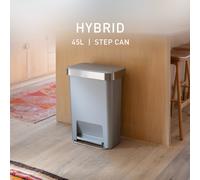 Simplehuman 45 Litre Hybrid Pedal Bin - Silver