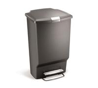 Simplehuman 45L Rectangular Pedal Kitchen Bin With Lid Lock, Silent Soft Close Lid, Strong Steel Pedal, Grey Plastic