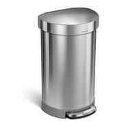 simplehuman 45L semi-round pedal bin - Brushed Silver