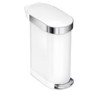 Simplehuman 45L Slim Kitchen Pedal Bin, White Steel