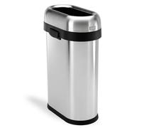 Simplehuman 50L Slim Open Commercial Office Bin, Brushed Heavy-Gauge Stainless Steel