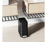 simplehuman Slim Pedal Bin, 5L Compact Bathroom Bin, Liner Pocket®, Sleek Internal Hinge, 150,000-Step All-Steel Pedal, Lid Shox® Silent Close, Matte Black Steel