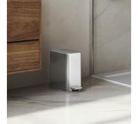 simplehuman Slim Pedal Bin, 5L Compact Bathroom Bin, Liner Pocket®, Sleek Internal Hinge, 150,000-Step All-Steel Pedal, Lid Shox® Silent Close, Brushed Stainless Steel