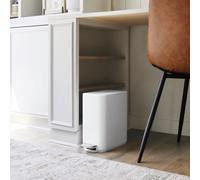 simplehuman Slim Pedal Bin, 5L Compact Bathroom Bin, Liner Pocket®, Sleek Internal Hinge, 150,000-Step All-Steel Pedal, Lid Shox® Silent Close, White Steel