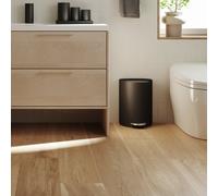 simplehuman Semi-Round Pedal Bin, 6L Bathroom Bin, Liner Pocket®, Sleek Internal Hinge, 150,000-Step Pedal, Lid Shox® Silent Close, Matte Black Steel