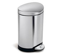 Simplehuman 6L Semi Round Bathroom Pedal Bin, Brushed Stainless Steel