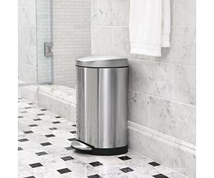 Simplehuman 6L Semi-Round Bathroom Pedal Bin, Brushed Stainless Steel