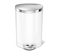 simplehuman CW1835CB 6L Semi-Round Pedal Bin, Small Bin for Bathroom Bedroom Office, Strong Steel Pedal, Silent Soft Close Lid, Inner Bucket, Fingerprint-Proof Lid, White Steel