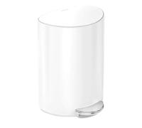 simplehuman 6L semicircular scooter can, white | Small Compact Bathroom And Office Bin, Stainless Steel, Fingerprint-proof Finish, Hands Free Foot Pedal, Silent Close Lid,