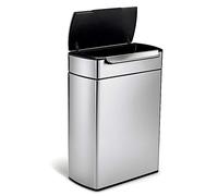 simplehuman Brushed Stainless Steel 48L Rectangular Touch-Bar Bin Silver