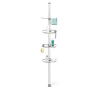 simplehuman BT1062 Large Tension Shower Caddy, Telescopic Corner Bathroom Shelf Storage Organiser, Extends 1.8m to 2.7m, Easy to Install, No Drilling, Rustproof, Adjustable Shelves, Storage Hooks