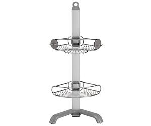 simplehuman BT1064 Corner Shower Caddy, Free Standing Bathroom Shelf Storage Organiser, Rustproof, Storage Hooks, Adjustable Shelves and Feet, Matt Stainless Steel + Anodised Aluminium