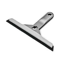 simplehuman BT1071 Foldaway Shower Squeegee with Suction Holder for Bathroom Shower Door, Window, Glass Cleaning, Easy Streak-Free Clean, Rustproof, Brushed Die-Cast Zinc + Anodised Aluminium