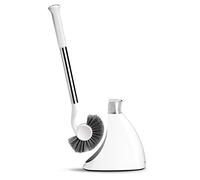 simplehuman BT1083 Toilet Brush with Holder, Stiff Outer Bristles, Drip-Free Design, Easy to Store, Removable Brush Head, Stainless Steel Rod, White Plastic