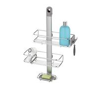 simplehuman BT1098 Medium Adjustable Shower Caddy, Hanging Bathroom Shelf Storage Organiser, Suction Cups, No Drilling, Rustproof, Adjustable Shelves, Storage Hooks, Quick-Dry Soap Dish