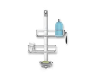 simplehuman BT1098 Medium Adjustable Shower Caddy, Hanging Bathroom Shelf Storage Organiser, Suction Cups, No Drilling, Rustproof, Adjustable Shelves, Storage Hooks, Quick-Dry Soap Dish