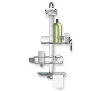 simplehuman BT1099 Large Adjustable Shower Caddy, Hanging Bathroom Shelf Storage Organiser, Suction Cups, No Drilling, Rustproof, Adjustable Shelves, Storage Hooks, Quick-Dry Soap Dish