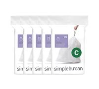 simplehuman Code C 100 Count Genuine Custom Fit Liners Drawstring Trash Bags in Dispenser Packs 10-12 Liter / 2.6-3.2 Gallon White 20 Count (Pack