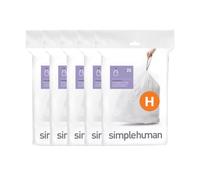 simplehuman Code H 100 Liners, 50% Recycled Custom Fit Bin Bags in Dispenser Packs with Durable Drawstring Tie Handle, 30-35L, White