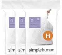 simplehuman CW0253 code R Custom Fit Bin Liner Bulk Pack,White Plastic 60 Liners