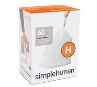 simplehuman Code H, Custom Fit Bin Liners, 60 Liners, White, 30-35 L - 2 Pack